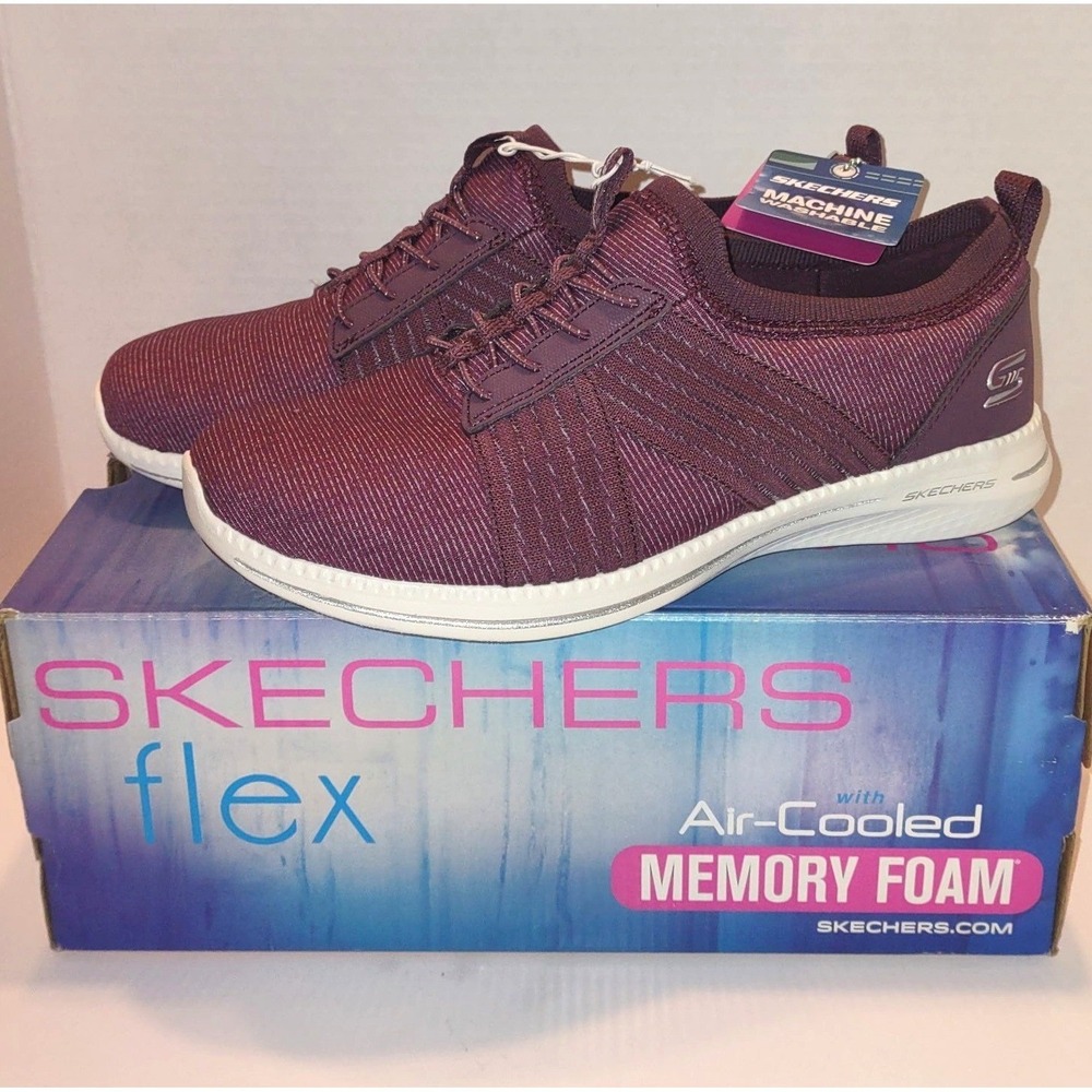 NEW Skechers Flex CityPro EasyMoving Sneakers US 6.5 Burgundy Athleisure 23748S